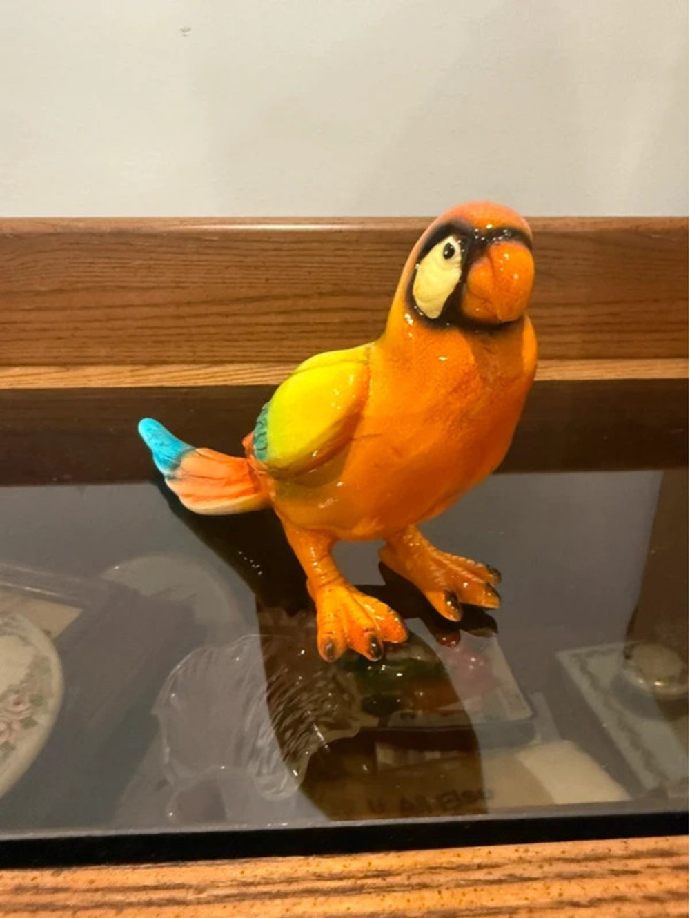 Vintage Colorful Ceramic Macaw Parrot Figurine